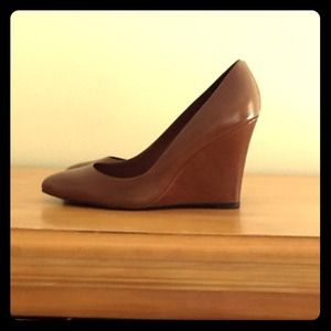 Delman Faryl Brown Wedge heels. Worn once. 8 1/2