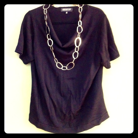 **SOLD**: Black drape-neck top