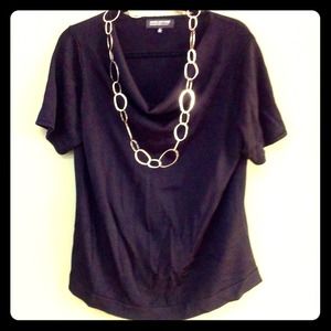 **SOLD**: Black drape-neck top