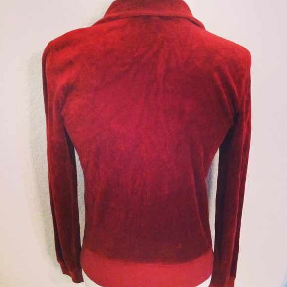 *Authentic* JUICY COUTURE Sz M Red velour Zip Up - Picture 2 of 4