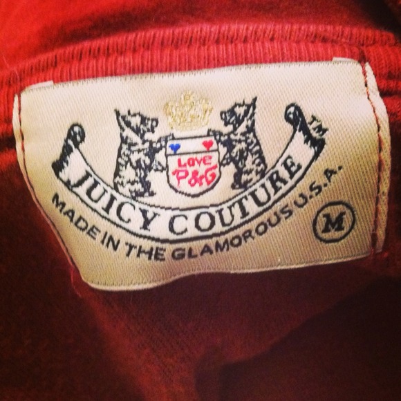 *Authentic* JUICY COUTURE Sz M Red velour Zip Up - Picture 4 of 4