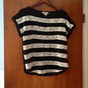 Black and off white lace shirt