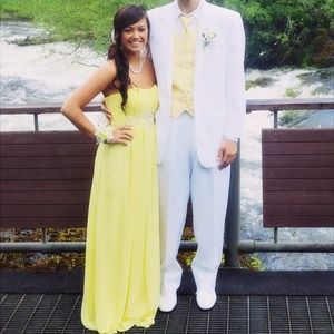 Yellow prom/homecoming dress.