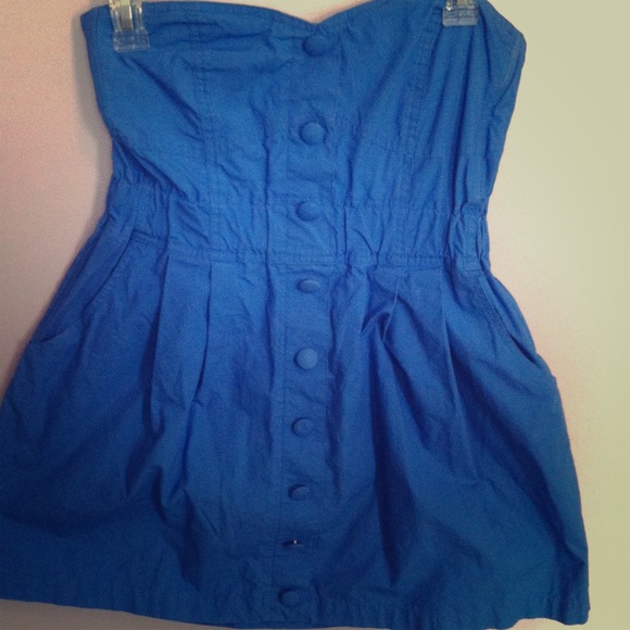 Strapless blue summer dress!!