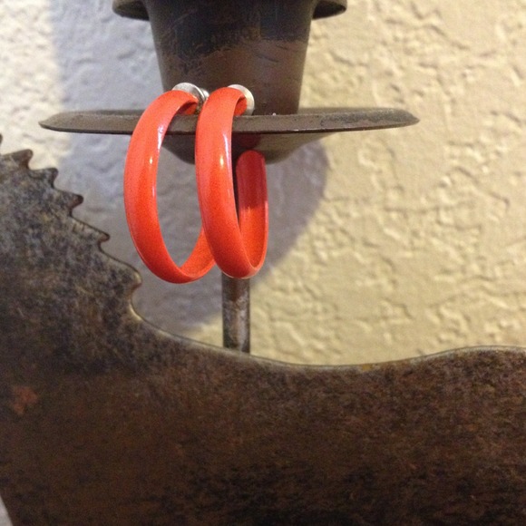 Orange semi-hoop earrings