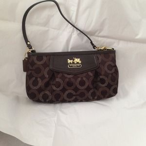 NWT Coach large wristlet, brown and gold.