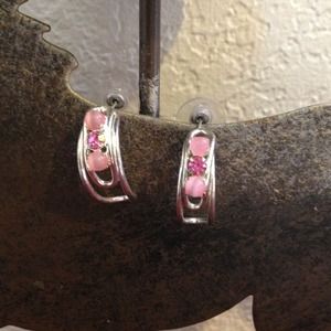 Semi-hoops with pink gems