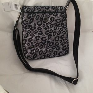 NWT Couch silver and black cheetah print cross body