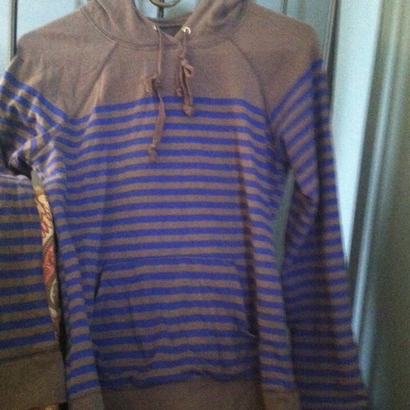 Gray with blue strips hoody