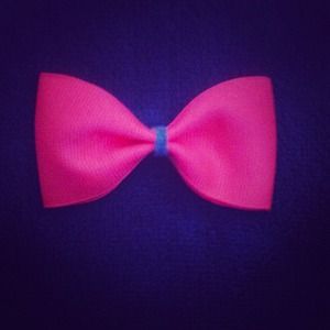 Hot pink neon hair bow