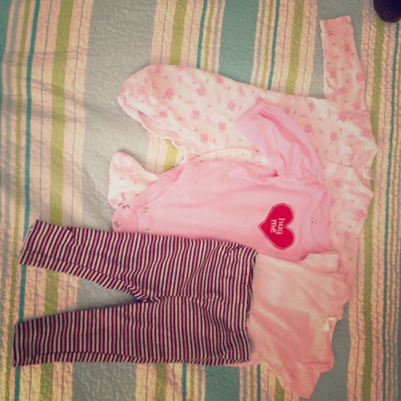 Onesies, 2 bodysuits and striped pants for infant - Picture 1 of 1