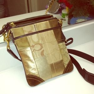 Authentic coach handbag. Golden shiny leather