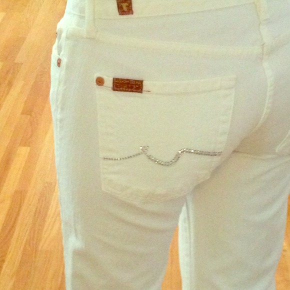 7 for all man kind white jean with Swarovski