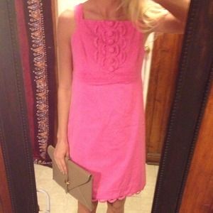 Lilly Pulitzer Pink Shift Dress Button Scallop