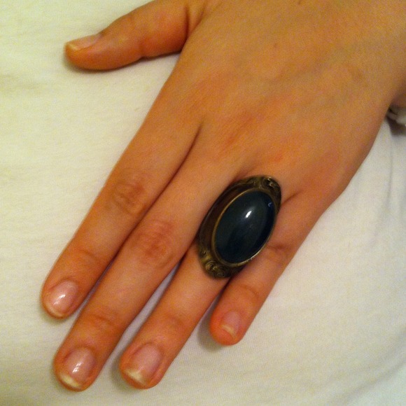 Green Stone Brass Ring