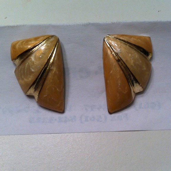 Shell Earrings with Gold, Peach, & Blush Inlay