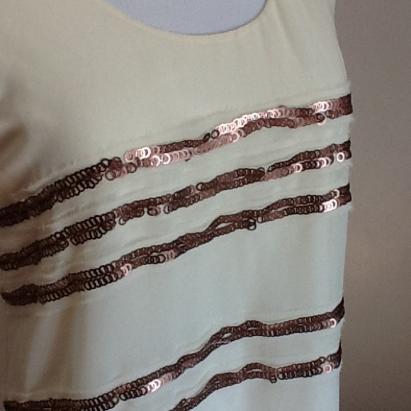 SOLD! BNWT Ivory/Gold Sheer Doubled Sleeveless Top - Picture 2 of 4