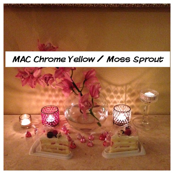 MAC chrome yellow, moss and sprout & tempting