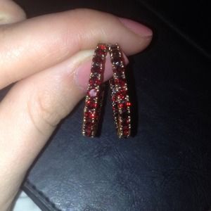 10k gold and garnet hoops