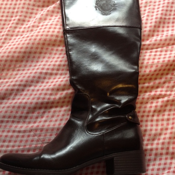 Dark brown leather tall boots size 9
