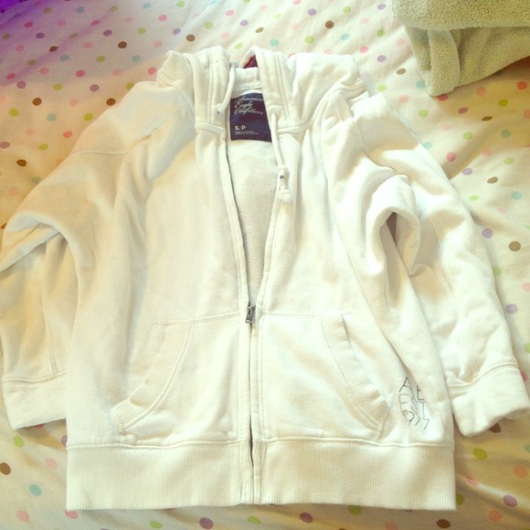 AE All white zip up hoodie