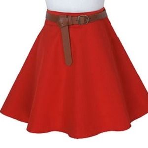Zara Red Skater skirt