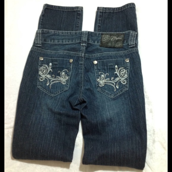 GUESS🌹Blingy 5 Pocket Straight Jeans Sz 24 x 32" - Picture 3 of 4
