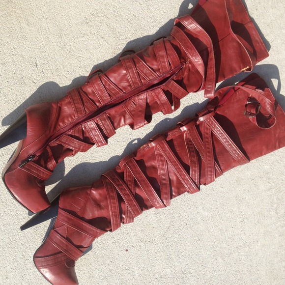 Thigh high red Boots