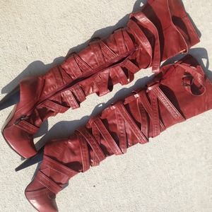 Thigh high red Boots