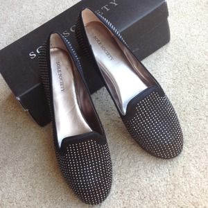 Sole Society Black Glitter Beaded Flats