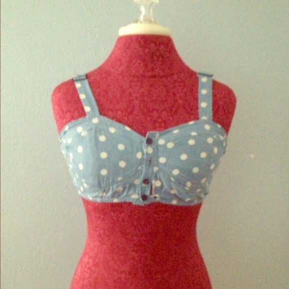 Tops - Polk a dot sky denim top