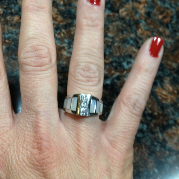 Lia Sophia mother of pearl and CZ ring