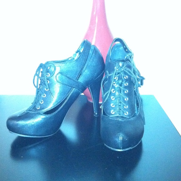 Black lace-up heels