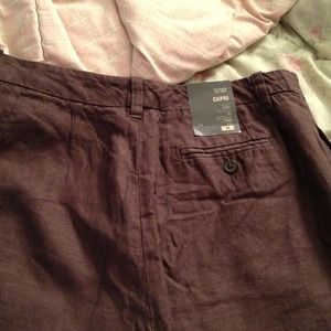 brown pants linen chocolate deep capri gap