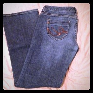 Express ultra low rise boot cut denim