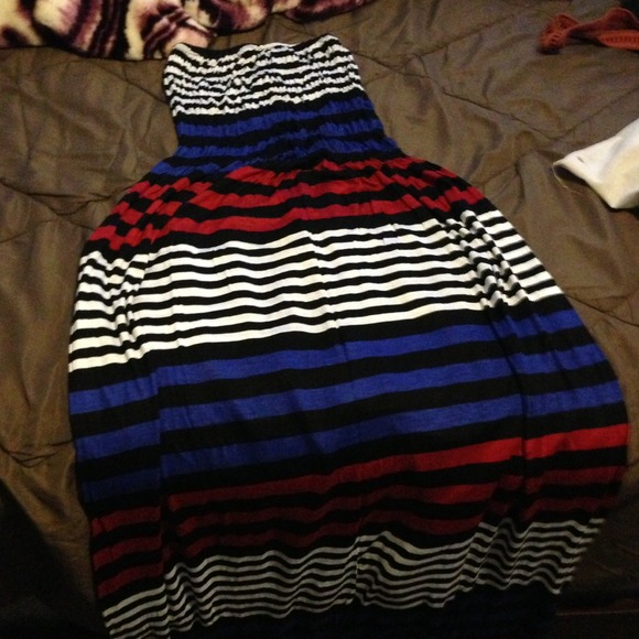 Strapless Red white and blue Maxi Dress