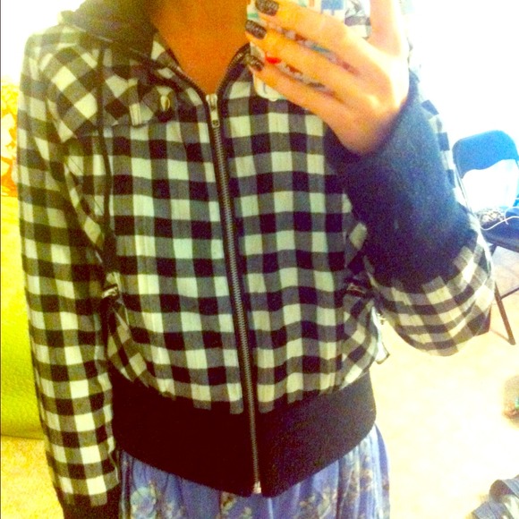 Super comfy black and white checkered jacket.