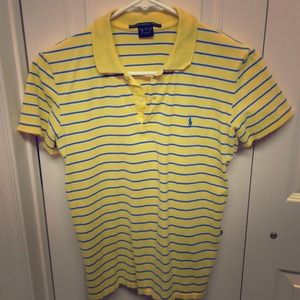 Ralph Lauren yellow,blue,white striped shirt.