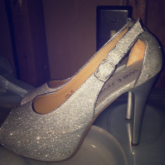 Sparkly silver heels