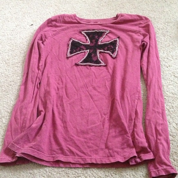 Maroon long sleeve with lace cross