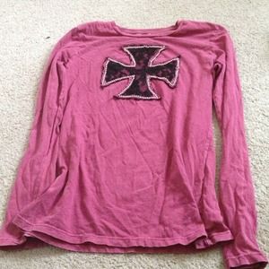Maroon long sleeve with lace cross