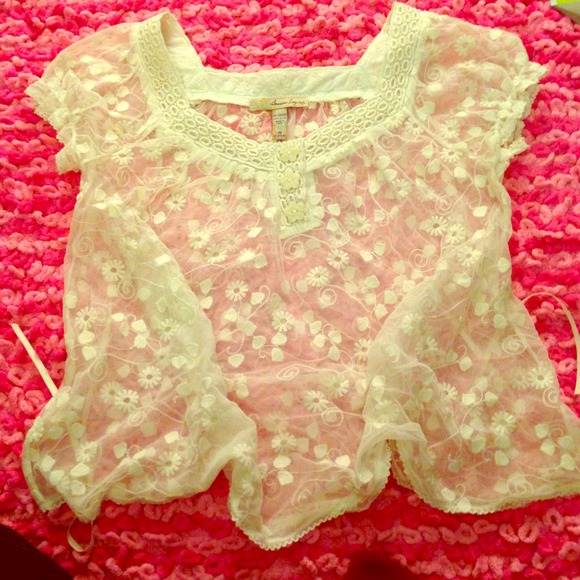 American rag sheer flower shirt