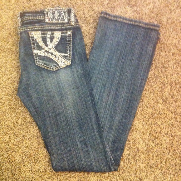 Rhinestone Detail Bootcut Jeans - Picture 1 of 4