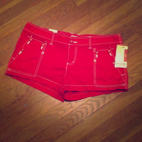 Red low rise shorts