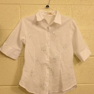Brand new white shiny shirt.