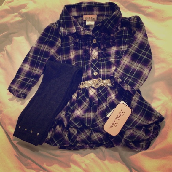 TRADED!!! 3T NWT purple plaid two piece set