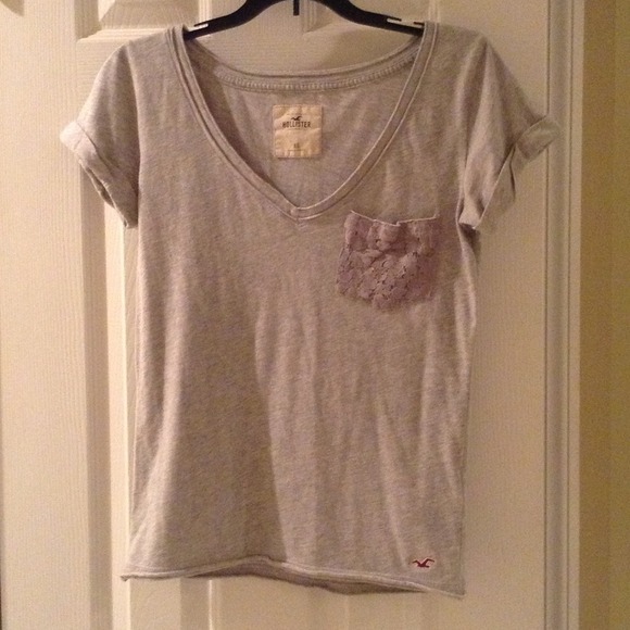 Hollister v neck with lace pocket