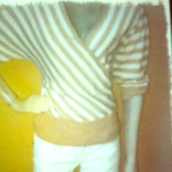 BEBE three quarter sleeve striped shirt