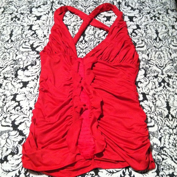 Hot pink rouched halter