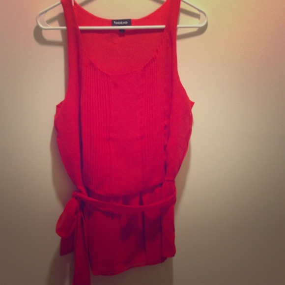Bebe orange flowy sleeveless top- size small-SOLD